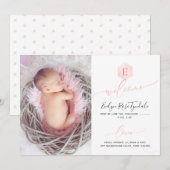 PixDezines Honeycomb Birth Announcement, meisje Aankondiging (Voorkant / Achterkant)