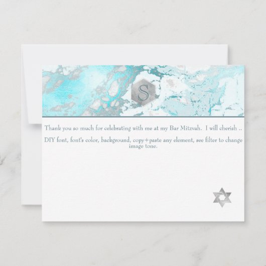 PixDezines Honeycomb+Marble Bar Mitzvah Dank u ✡ RSVP Kaartje (Achterkant)