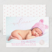 PixDezines Honingraat Geboorte Aankondiging, Meisj Aankondiging (Voorkant / Achterkant)
