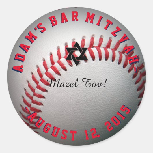 PixDezines honkbal Bar Mitzvah Ronde Sticker (Voorkant)