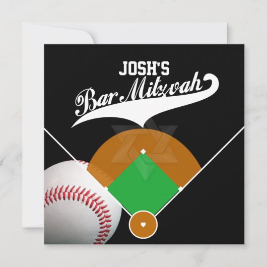 PixDezines ✡ Honkbal Diamond/ Bar Mitswa Kaart (Voorkant)
