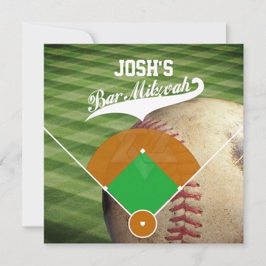 PixDezines ✡ Honkbal Diamond/ Bar Mitswa Kaart (Voorkant)