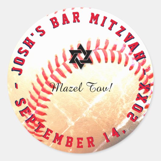 PixDezines Honkbal Mitzvah Ronde Sticker (Voorkant)
