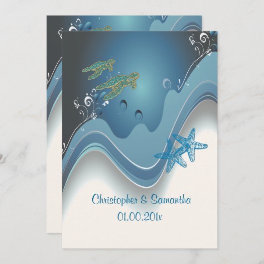 PixDezines honu+waves/diy achtergrond Kaart (Voorkant / Achterkant)