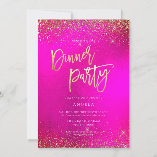 PixDezines Hot+Flash Faux Glitters-uitnodiging Kaart (Voorkant)