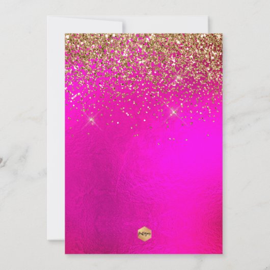 PixDezines Hot+Flash Faux Glitters-uitnodiging Kaart (Achterkant)