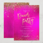 PixDezines Hot+Flash Faux Glitters-uitnodiging Kaart (Voorkant / Achterkant)