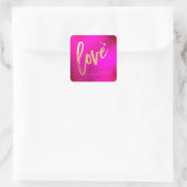 PixDezines hot+flashy roze faux gouden liefde Vierkante Sticker (Tas)