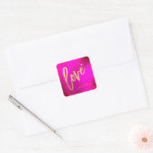 PixDezines hot+flashy roze faux gouden liefde Vierkante Sticker (Envelop)