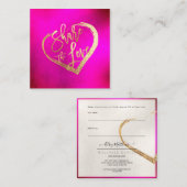 PixDezines Hot+Flashy Roze Gold Deel de liefde Vierkante Visitekaartje (Voorkant / Achterkant)