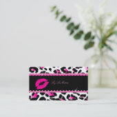 PixDezines hot lips+bruisend luipaard Visitekaartje (Staand voorkant)