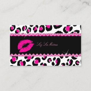 PixDezines hot lips+sassy leopard Visitekaartje