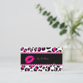 PixDezines hot lips+sassy leopard Visitekaartje (Staand voorkant)