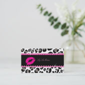 PixDezines hot lips+sassy leopard Visitekaartje (Staand voorkant)