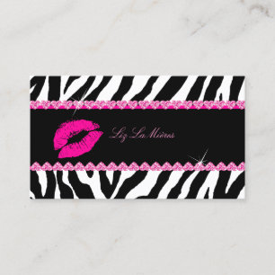 PixDezines hot lips+sassy zebra Visitekaartje