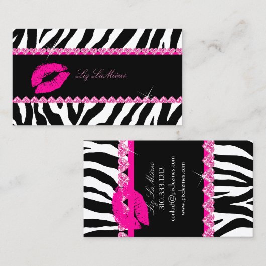 PixDezines hot lips+sassy zebra Visitekaartje (Voorkant / Achterkant)