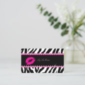 PixDezines hot lips+sassy zebra Visitekaartje (Staand voorkant)
