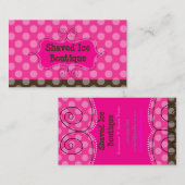 PixDezines Hot Pink + Chocolate Polka Dots Visitekaartje (Voorkant / Achterkant)