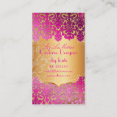 PixDezines hot pink flora damast/faux perkament Visitekaartje (Achterkant)