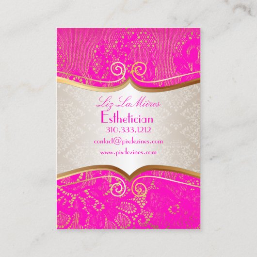 PixDezines HOT PINK LACE Visitekaartje (Achterkant)