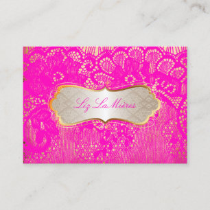 PixDezines HOT PINK LACE Visitekaartje