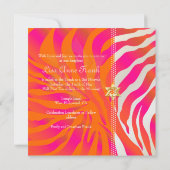 PixDezines Hot Pink+Oranje Zebra, BBT Mitzvah Kaart (Achterkant)
