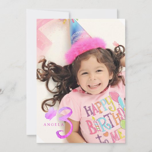 PixDezines Hot Pink Vlinders Waterverf Kaart (Voorkant)