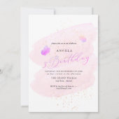 PixDezines Hot Pink Vlinders Waterverf Kaart (Achterkant)