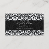 PixDezines Hot Pink+White Desiree  Damask Visitekaartje (Achterkant)