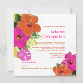 PixDezines hot roze + oranje hibiscus/diy backgrou Kaart (Achterkant)