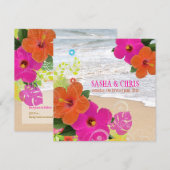 PixDezines hot roze + oranje hibiscus+monstera Kaart (Voorkant / Achterkant)