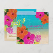 PixDezines hot roze + oranje hibiscus+monstera Kaart (Voorkant / Achterkant)