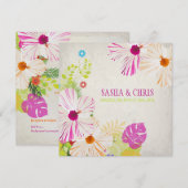PixDezines hot roze + oranje hibiscus+monstera Kaart (Voorkant / Achterkant)