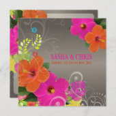 PixDezines hot roze + oranje hibiscus+monstera Kaart (Voorkant / Achterkant)