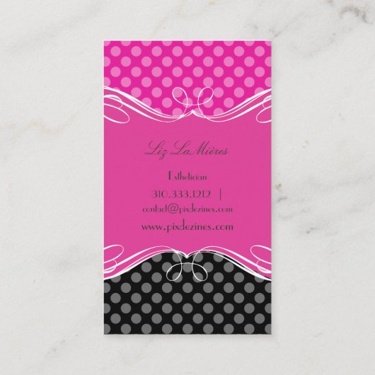 PixDezines Hot-roze poolpunten Visitekaartje (Achterkant)