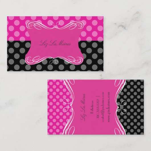 PixDezines Hot-roze poolpunten Visitekaartje (Voorkant / Achterkant)