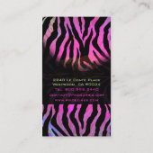 PixDezines hot-roze zebra Visitekaartje (Achterkant)