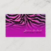 PixDezines hot-roze zebra Visitekaartje (Voorkant)