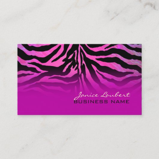 PixDezines hot-roze zebra Visitekaartje (Voorkant)