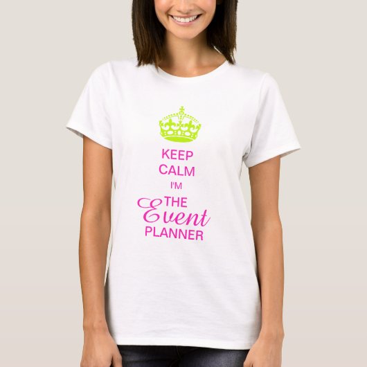 PixDezines houden Calm/Neon Green Crown/DIY-tekst T-shirt (Voorkant)