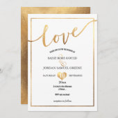 PixDezines houden van Faux Gold Hearts Kaart (Voorkant / Achterkant)