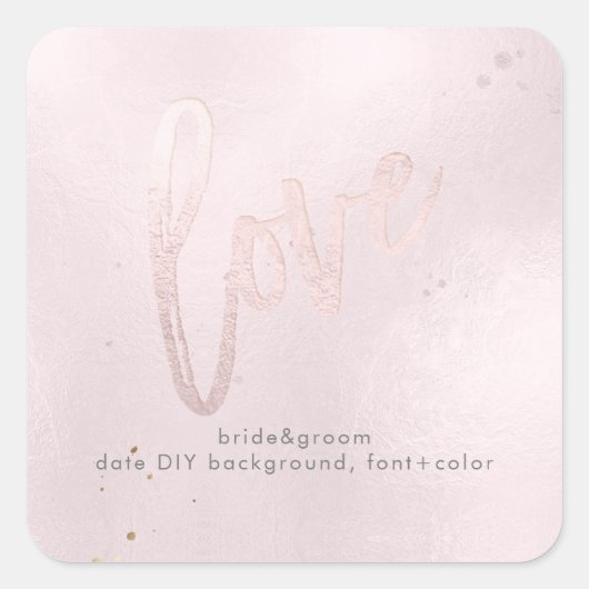 PixDezines houden van iriserende blush roze Vierkante Sticker (Voorkant)
