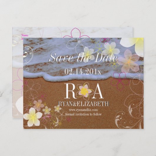 PixDezines hula droom opslaan datum strand + golve Aankondigingskaart (Voorkant / Achterkant)