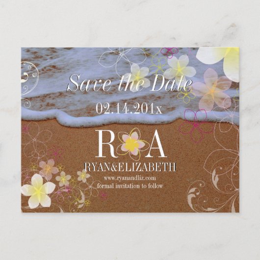 PixDezines hula droom opslaan datum strand + golve Aankondigingskaart (Voorkant)