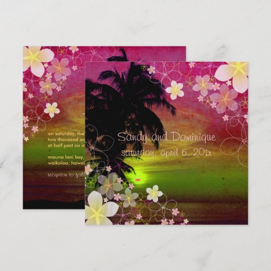 PixDezines hula droomstof/plumeria/strand/tropisch Kaart (Voorkant / Achterkant)