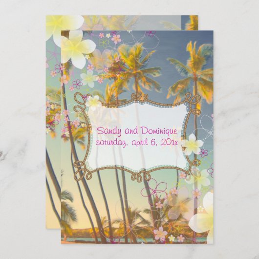 PixDezines hula droomstof/plumeria/strand/tropisch Kaart (Voorkant / Achterkant)