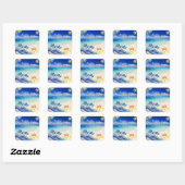 PixDezines Hula Wave/Plumeria/Zeester Vierkante Sticker (Vel)