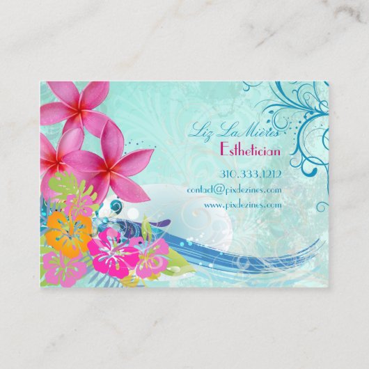 PixDezines HULA WAVES/PLUMERIA/HIBISCUS Visitekaartje (Achterkant)
