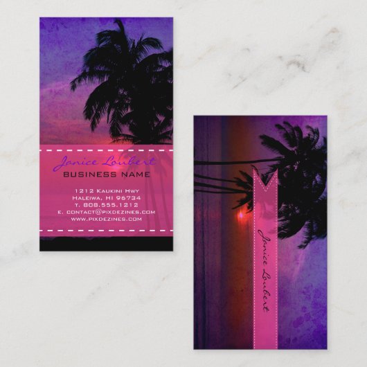 PixDezines hula zonsondergang Visitekaartje (Voorkant / Achterkant)