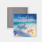 PixDezines hulawaves/beach+plumeria Magneet (Voorkant / Achterkant)